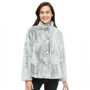 Kate Spade Faux Fur Coat Light Gray